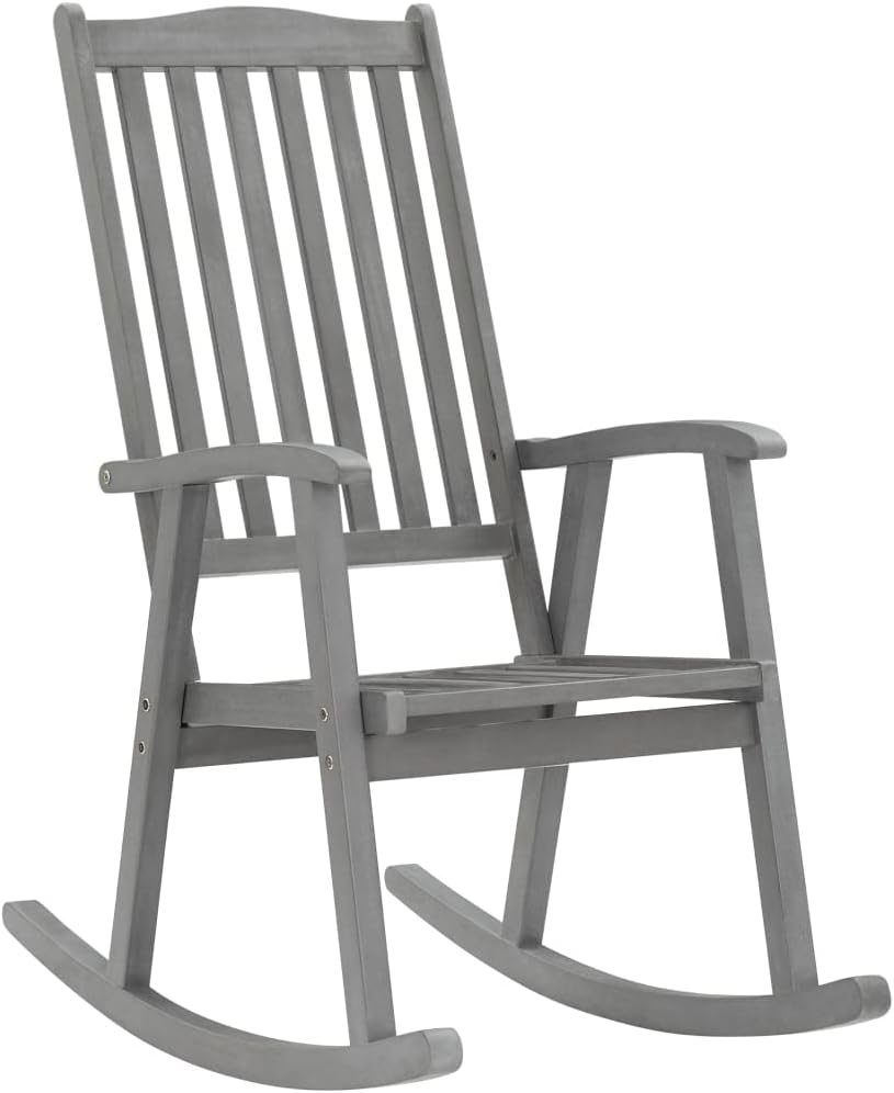 Patio Chair Rocking Chair Gray Solid Acacia Wood