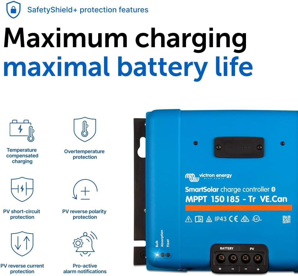 Victron Energy SmartSolar MPPT Tr VE.Can 150V 85 amp 12/24/36/48-Volt Solar Charge Controller (Bluetooth)
