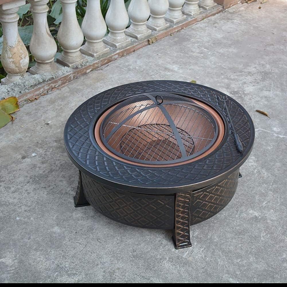 Fire Pits Outdoor Wood Burning Outdoor Fire Pit Bonfire Wood Burning Patio Coal Grill Firepit for Outside Grill Charcoal Smokeless Grill with Spark Screen Poker with Cover BBQ Cooking for Outside Camp