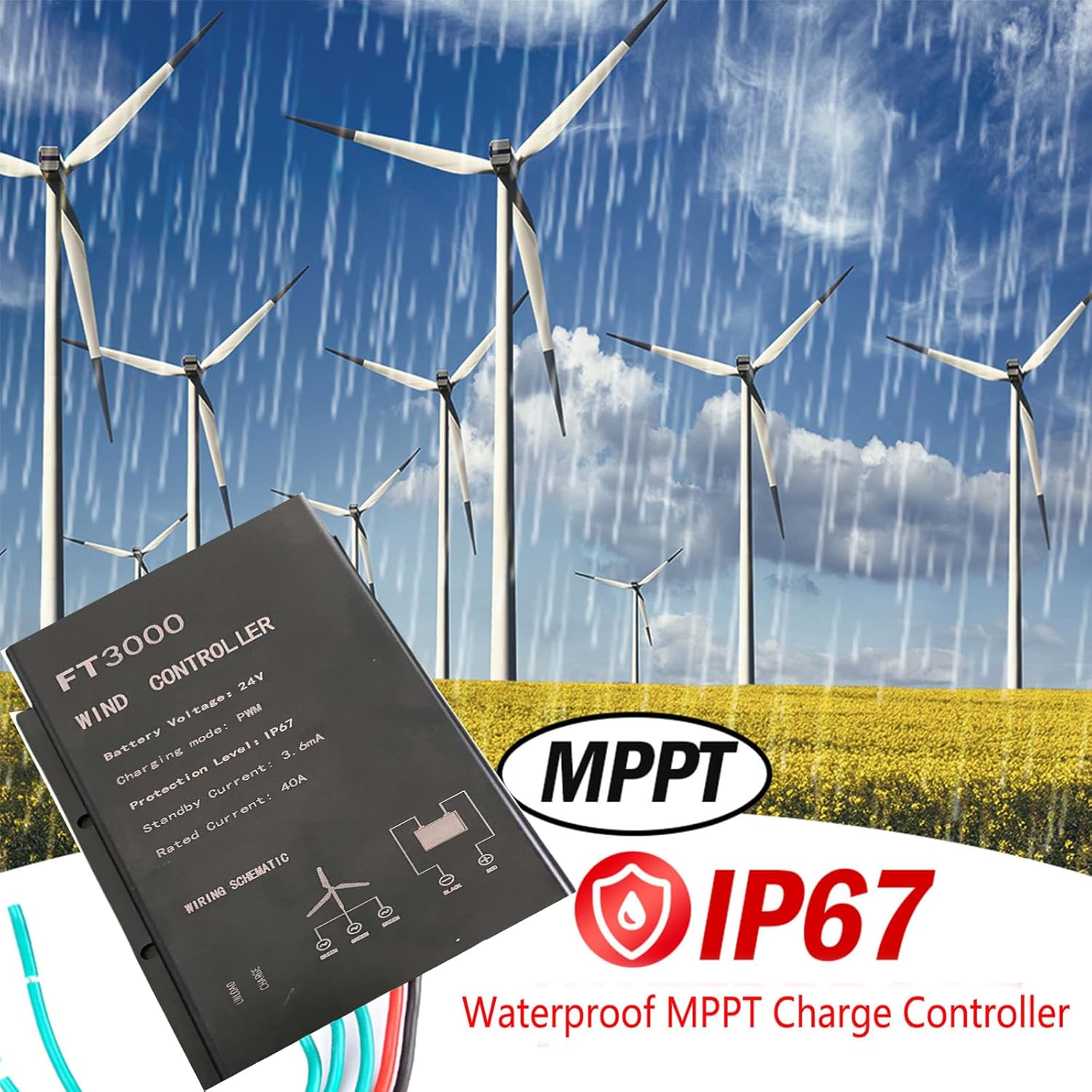 48V,14000W MPPT Wind Turbine Charge Controller, 12V 24V AUTO 48V Water Proof Controller for All Small Windmill Generator(10A 20A 30A 40A)