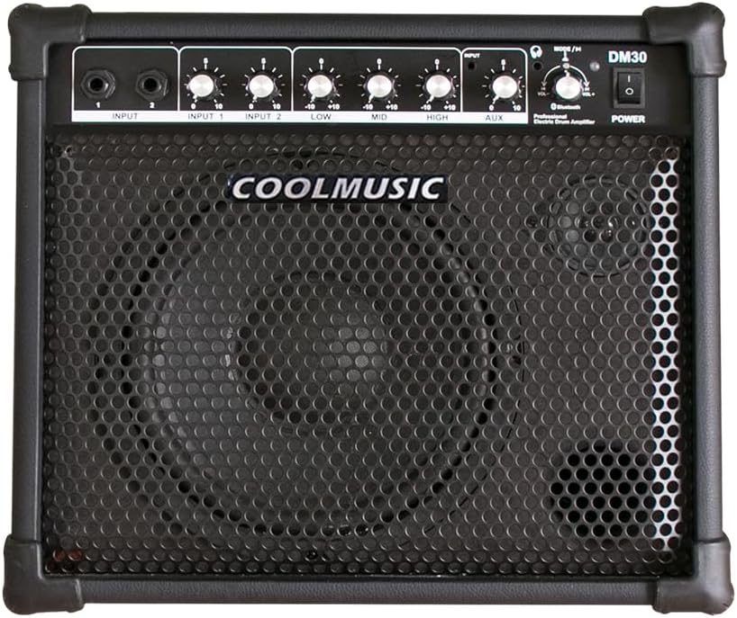 Coolmusic Drum Amplifier 30W, Wireless Electric Drum Speaker Keyboard Amp with 3-Band EQ and DI Out