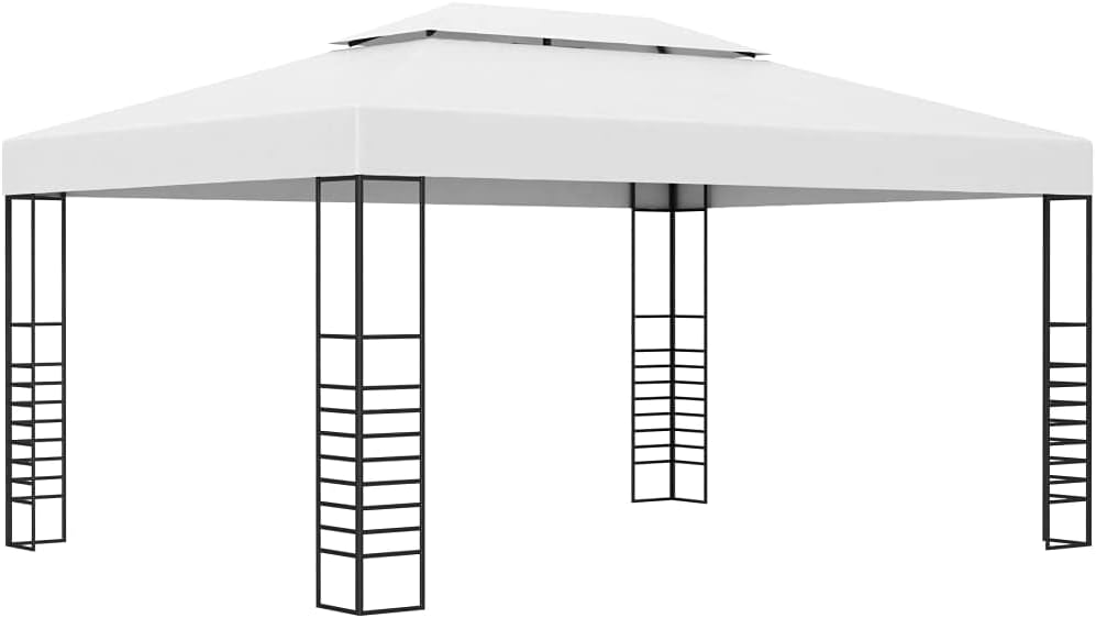 Garden Gazebo, White Powder-Coated Steel Frame, 13.1 x 9.8 Feet Outdoor Canopy Tent, Durable Patio Furniture for Backyard Events Outdoor Structures
