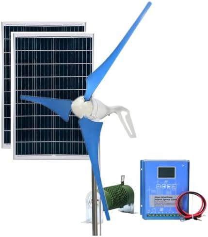 1000W Vertical Axis Wind Turbine Kit - 3 Blades 12V/24V/48V Free Energy Generator for Boat, Patio, Cabin, Mobile Home - Blue/Black Renewable Power Solution