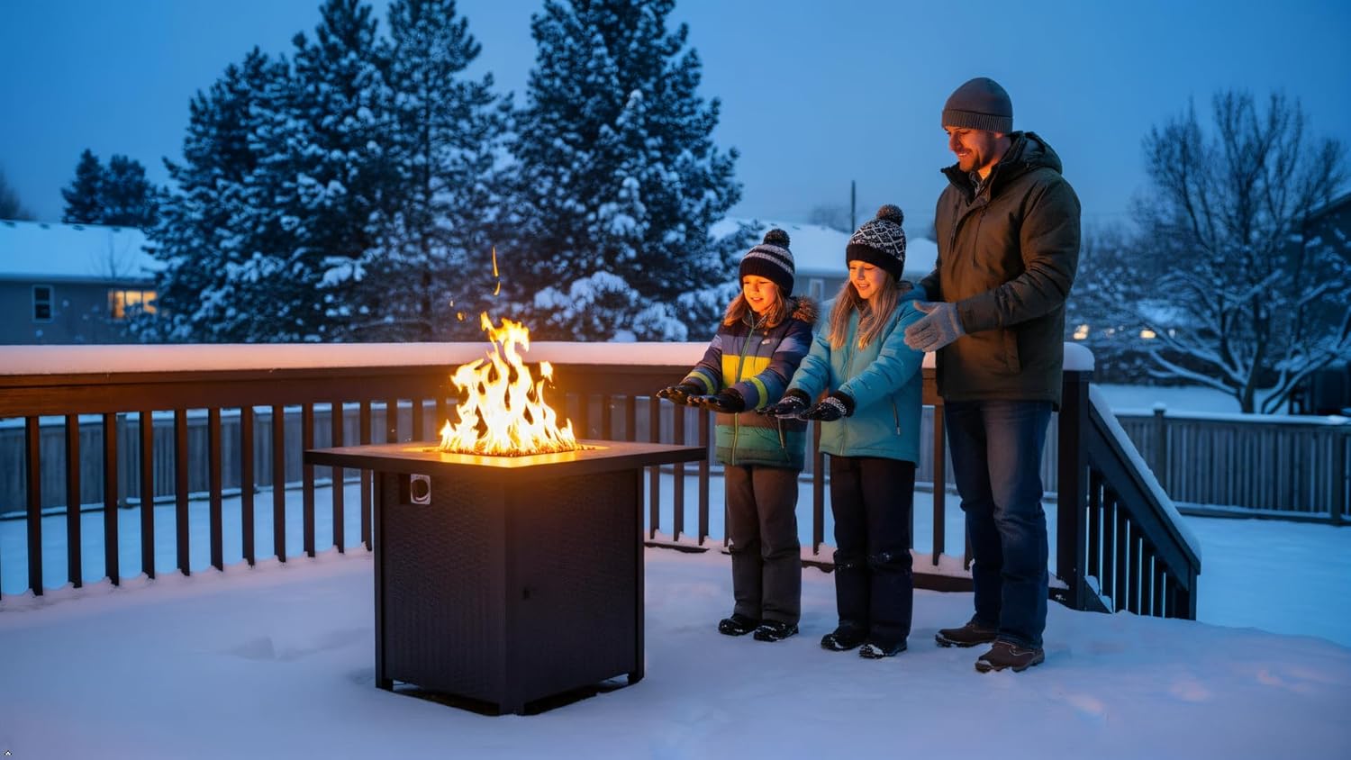 BTExpert 28 Inch Propane Fire Pit Table, 50,000 BTU CSA-Listed Outdoor Gas Fire Pit Table Steel Fire Pit with Lid, 2-in-1 Table for Patio, Deck, Garden, or Backyard Gatherings with Lava Rocks, Black