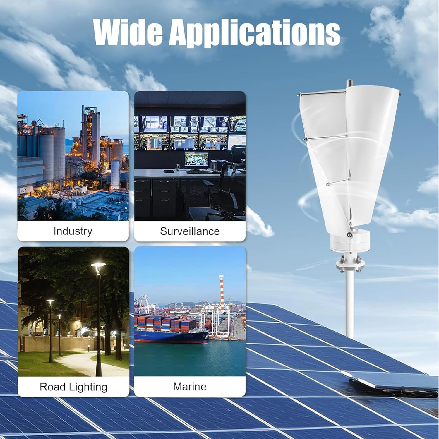 14000W Vertical Wind Generator, 2-Blade Home Magnetic Levitation Vertical Wind Turbine, Waterproof Charge Controller - for Home Use,12v