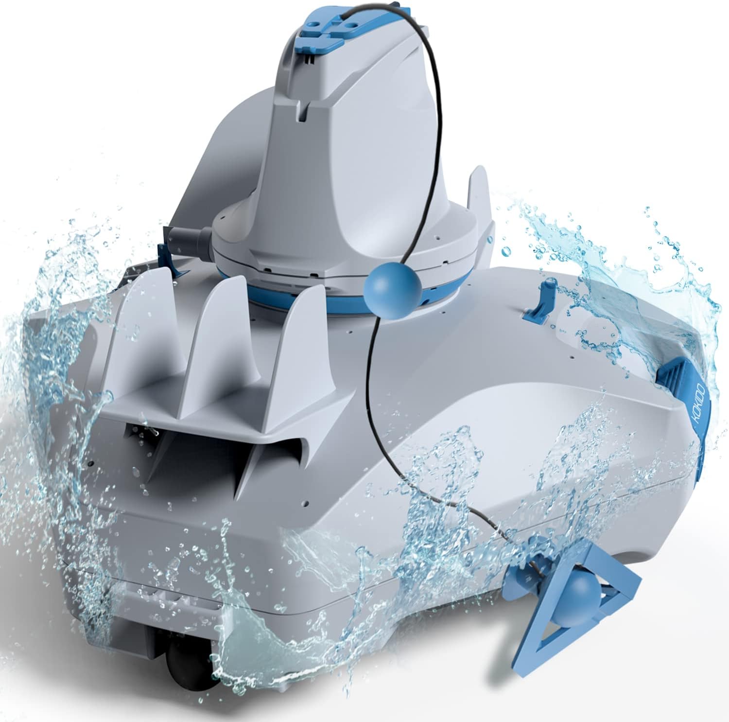 (Upgraded) KOKIDO Cordless Robotic Pool Floor Cleaner, Automatic Pool Vacuum for Flat Bottom Above/Inground Pools up to 30 Feet. Dirt, Sand, Debris & Leaves (max 5 inch), Last 90 Mins, XTROJET 320