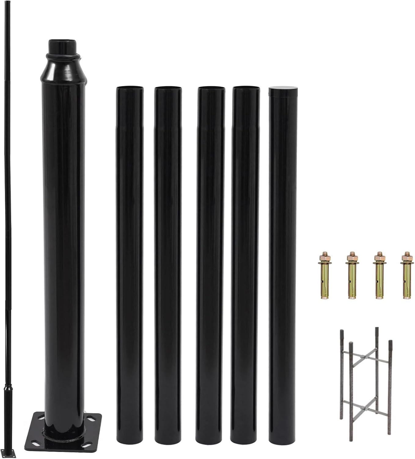 Street Light Pole 20ft Tall, Black Galvanized Heavy-Duty Metal Solar Street Lamp Mounting Post Outdoor Street Lamp Post for Outdoor Courtyard Parking Lot Lighting Fixtures