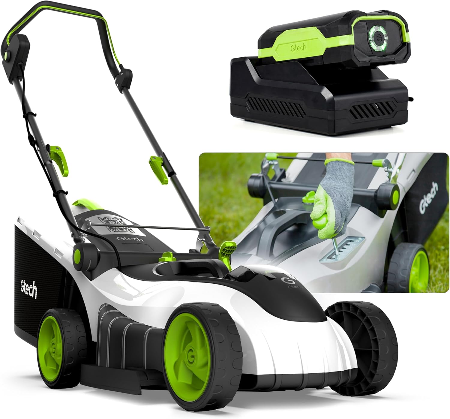 Gtech CLM50 Cordless Lawnmower | Powerful 48V Lithium Battery with 40 Mins Runtime | 42cm Cutting Width | 50L Grass Box