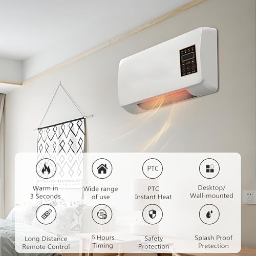Mini Aire Acondicionado Portátil De Pared Wall Air Conditioner Fan Multifuntional for Bedroom with Precise Remote Control 6h Programmable Timing