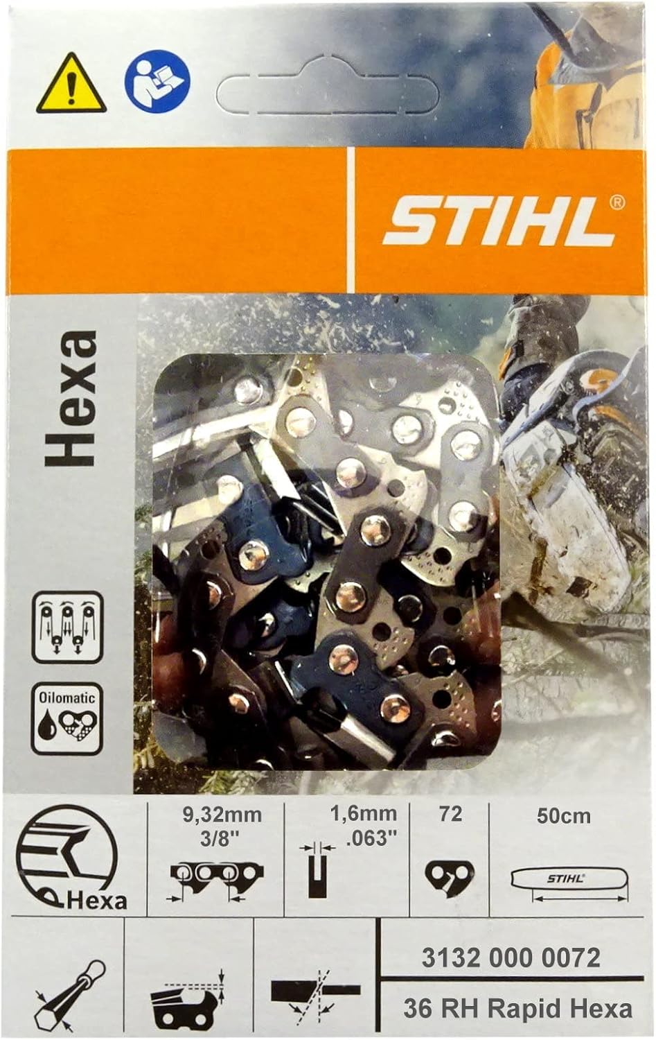 STIHL Hexa 3132000072 3/8 1.6 Saw Chain 36 RH Rapid Hexa Original