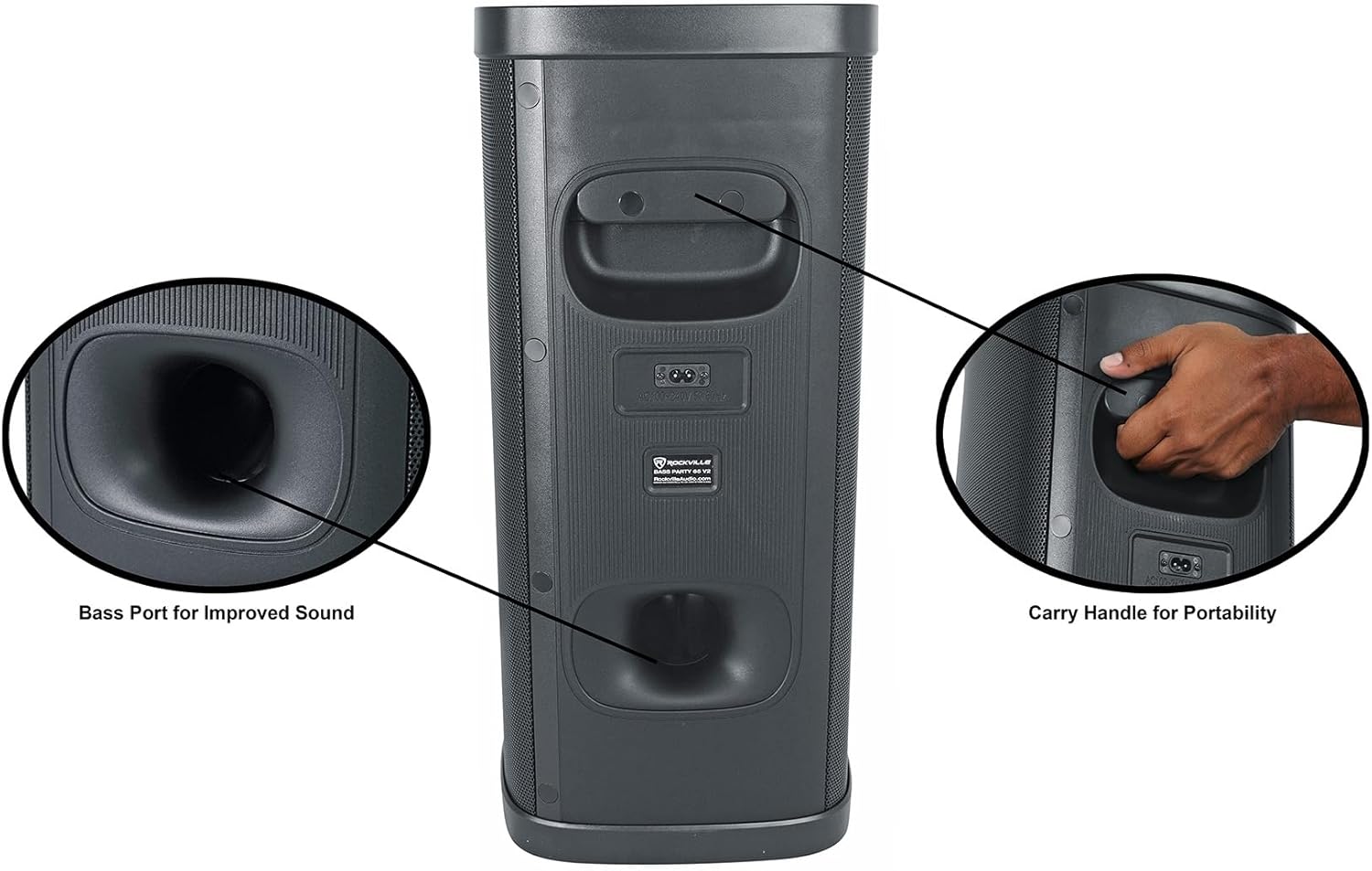 Rockville BASS PARTY 65 V2 Bluetooth Speaker, 1200W, Deep Bass, LED Lights, 6.5