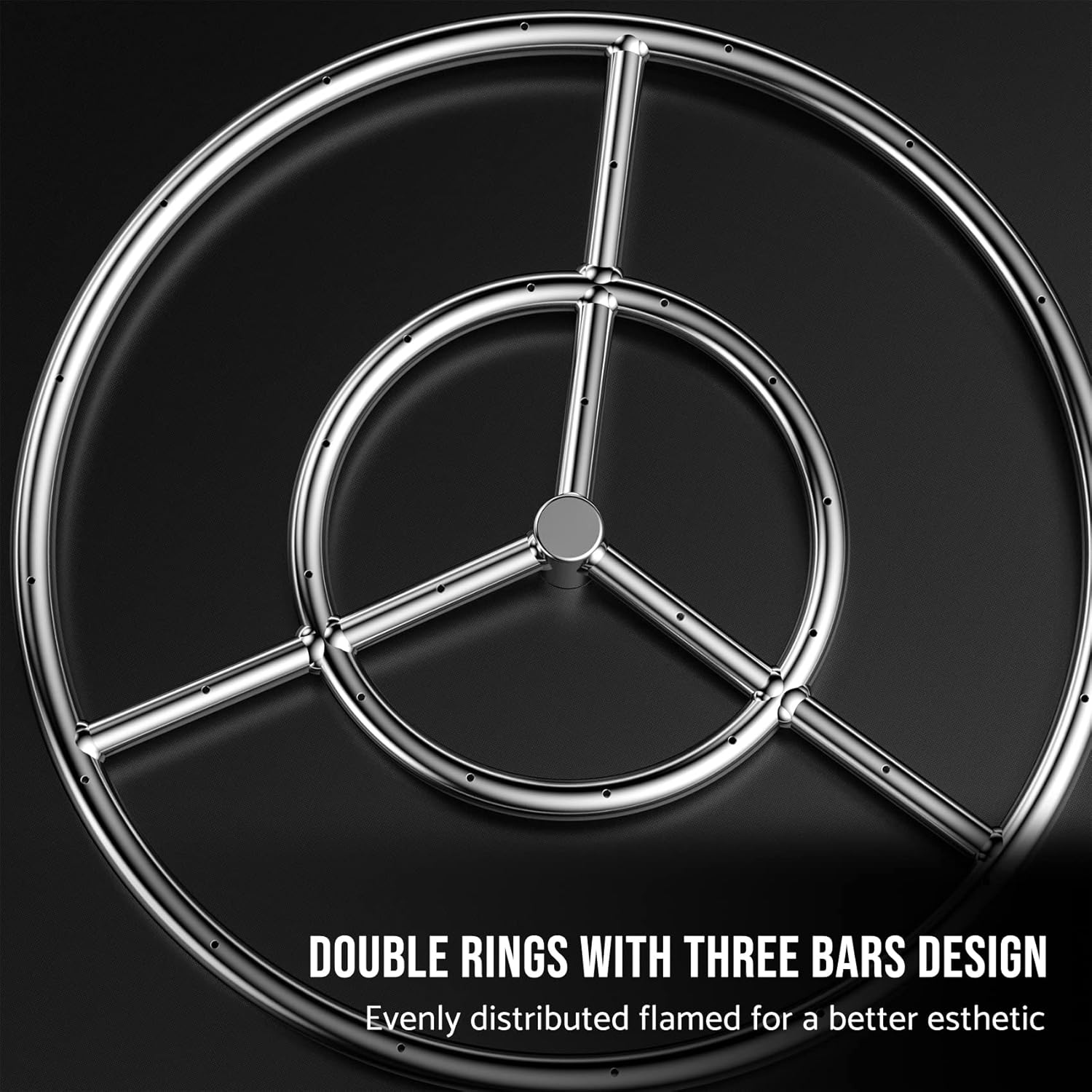 Skyflame 18-Inch Round Fire Pit Burner Ring for Natural Gas/Propane Fire Pit, 304 Stainless Steel…