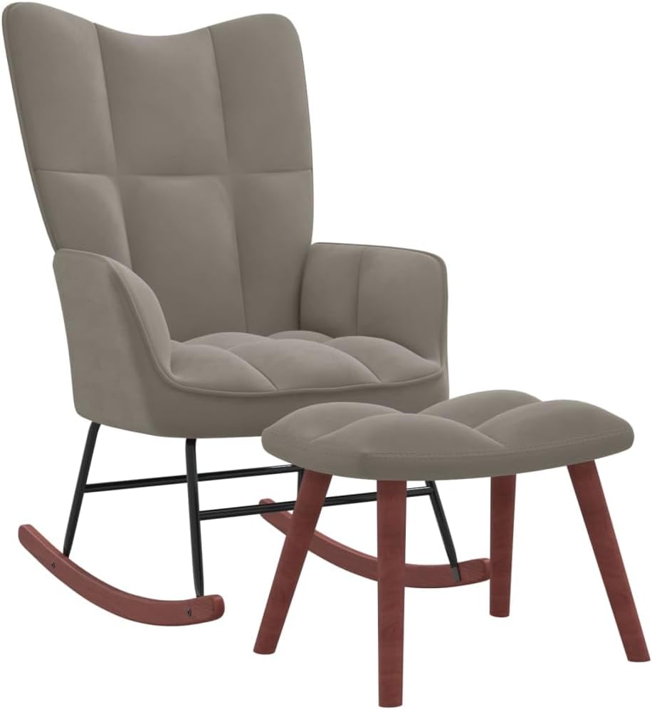 Rocking Chair with Ottoman Light Gray Velvet,Assembly is required, gifting you the satisfaction of completing this exquisite piece for your home décor. Patio Furniture & Accessories, Chairs for Patio