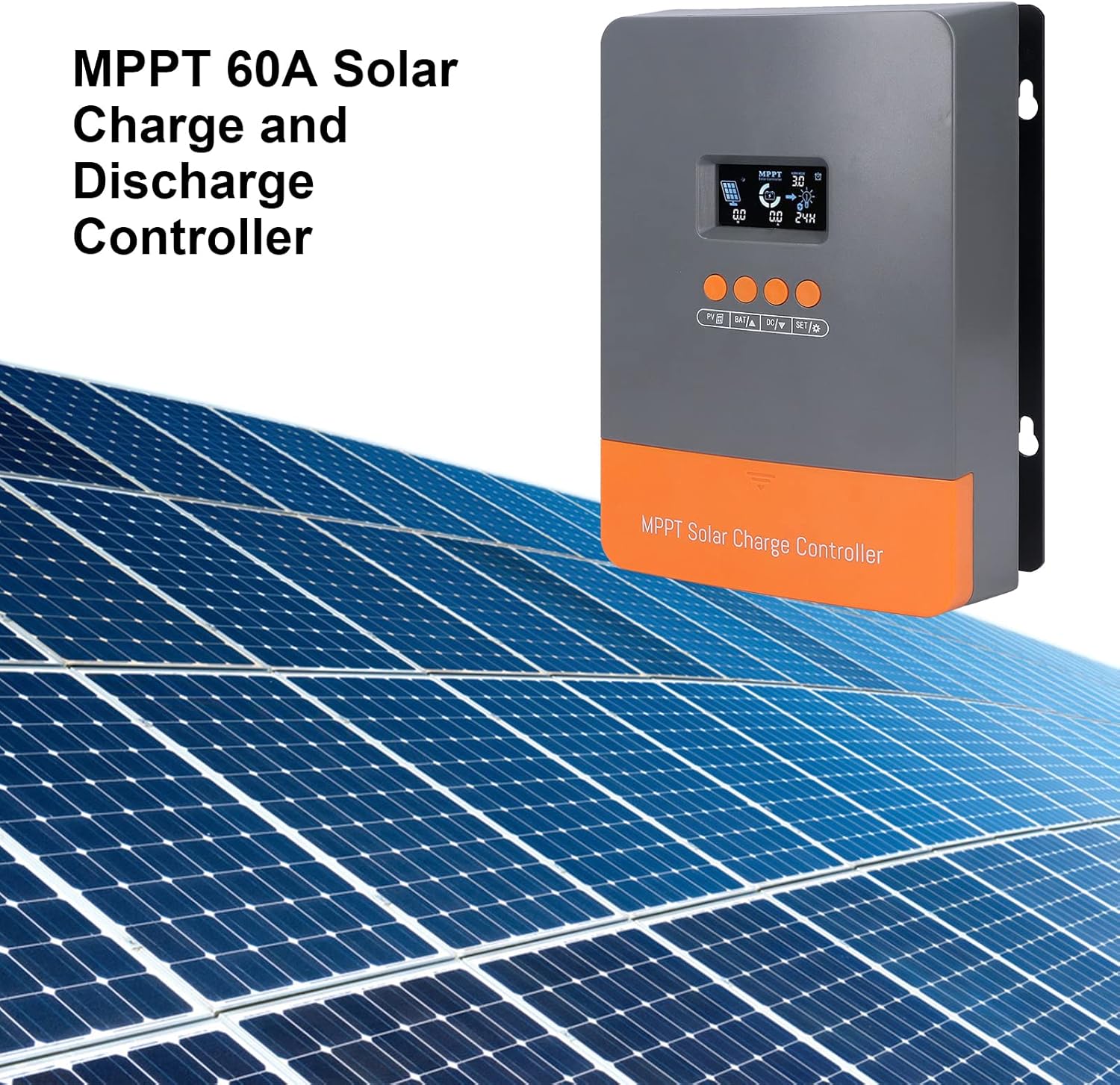 MPPT Solar Controller, POW M60 PRO LCD Display Solar Controller Photovoltaic Solar Panel Controller 3 Stage Charging Mode Solar Controller for Solar Power System