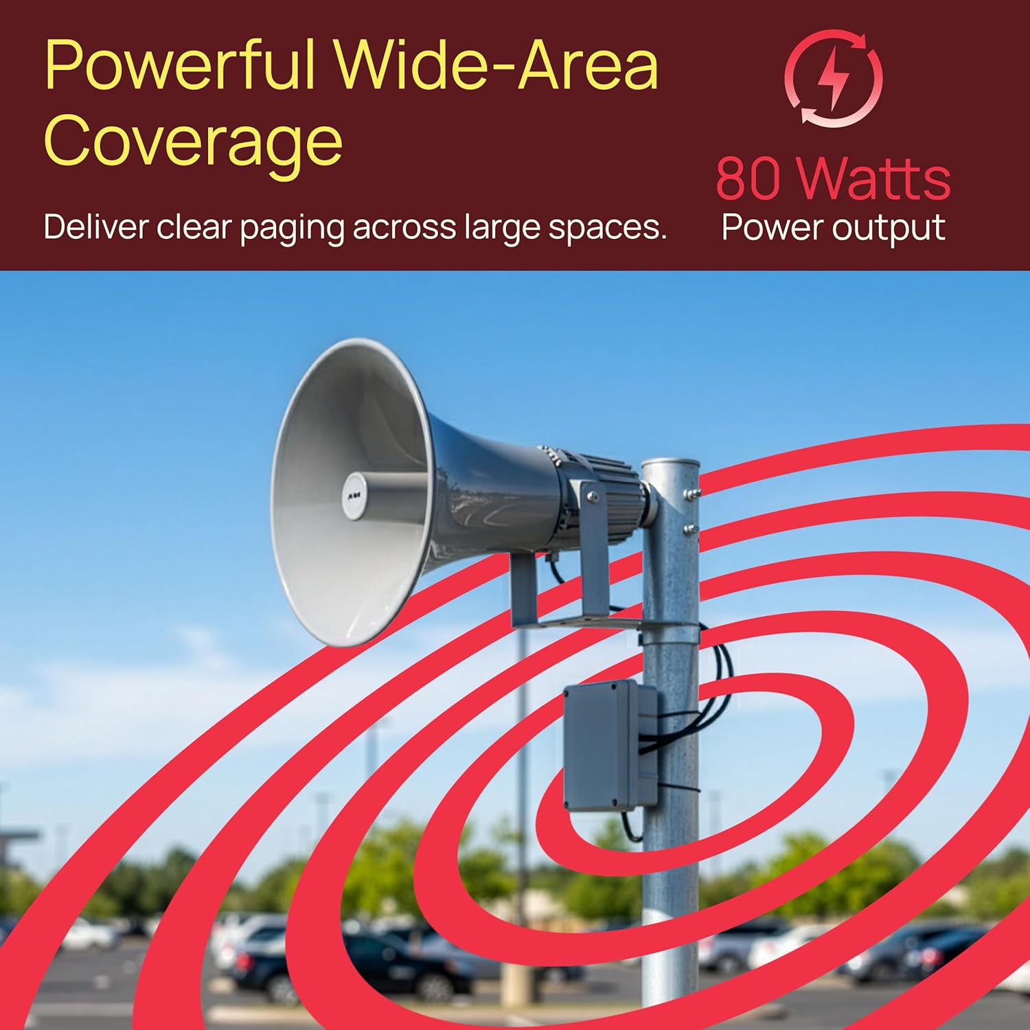 Pyle PA Horn Speaker - 16' 80W Compact Loud Sound Megaphone with 400Hz-5KHz Frequency, 16 Ohm, 100V/70V Transformer, Mounting Bracket, Ideal for Indoor/Outdoor Audio Systems (PHSP16, Gray)