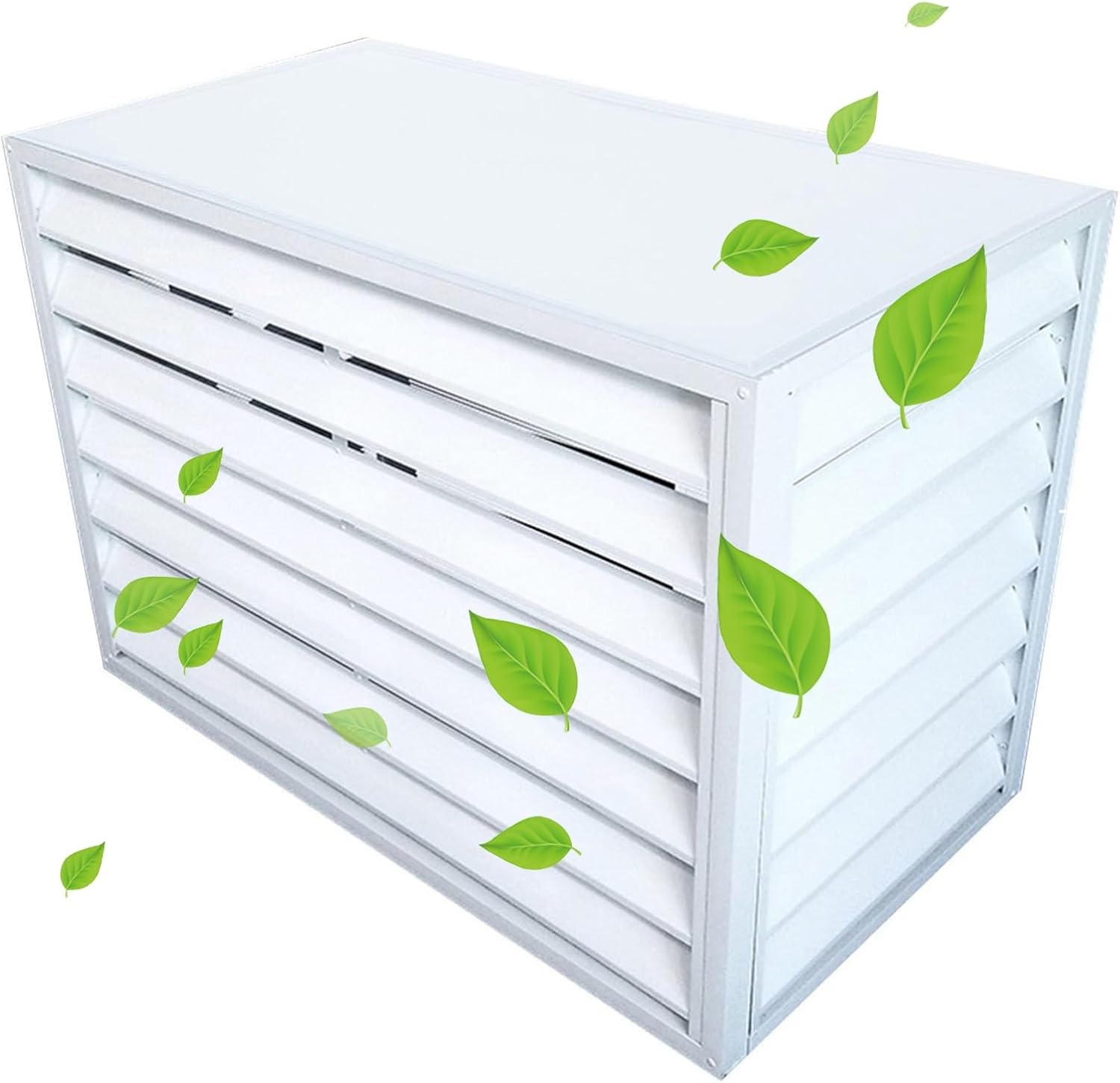 Outdoor Privacy Fence Screen Window Aluminum Air Conditioner Cover for Outside Units, Trash Can Enclosure Flower Stand Decorative Air Conditioning Cover for Patio Lawn (Color : Wh