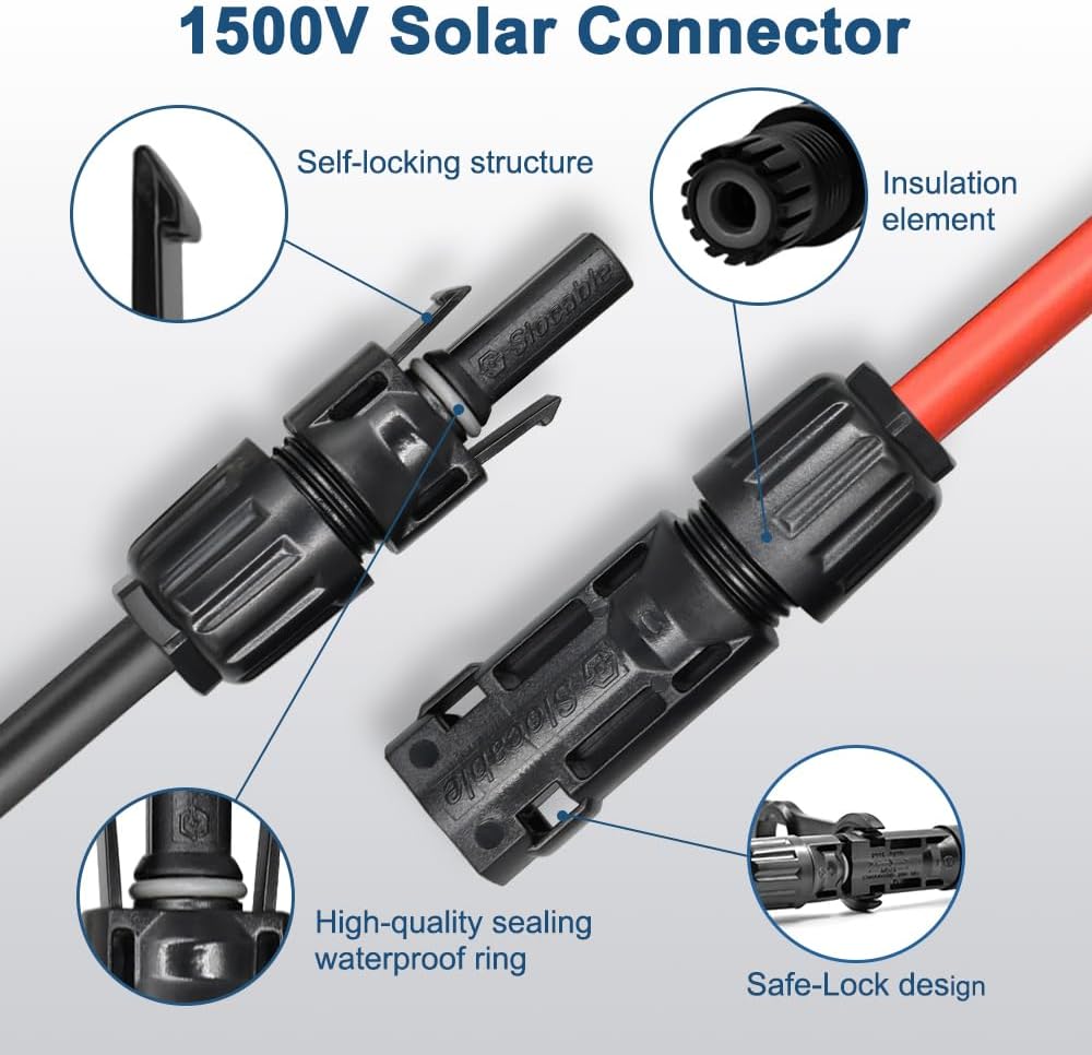 10mm² Solar Panel Connector, 30ft 8AWG Solar Cable with Solar Spanner for RV, Boat, Solar Panels,Car