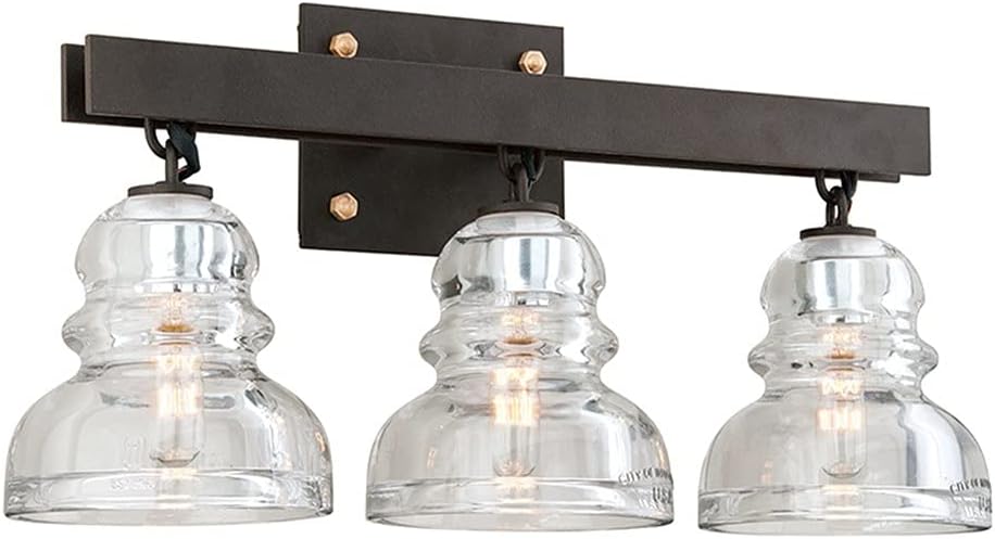Troy Lighting Menlo Park 3-Light Vanity - Deep Bronze Finish with Historic Pressed Clear Glass