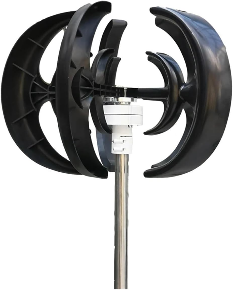 4000W 12V 24V 48V Wind Turbines Generator Lantern 5 Blades Motor Kit Vertical Axis for Home Hybrids Streetlight Electromagnetic Industrial Energy(Black,with MPPT Controller_12V)