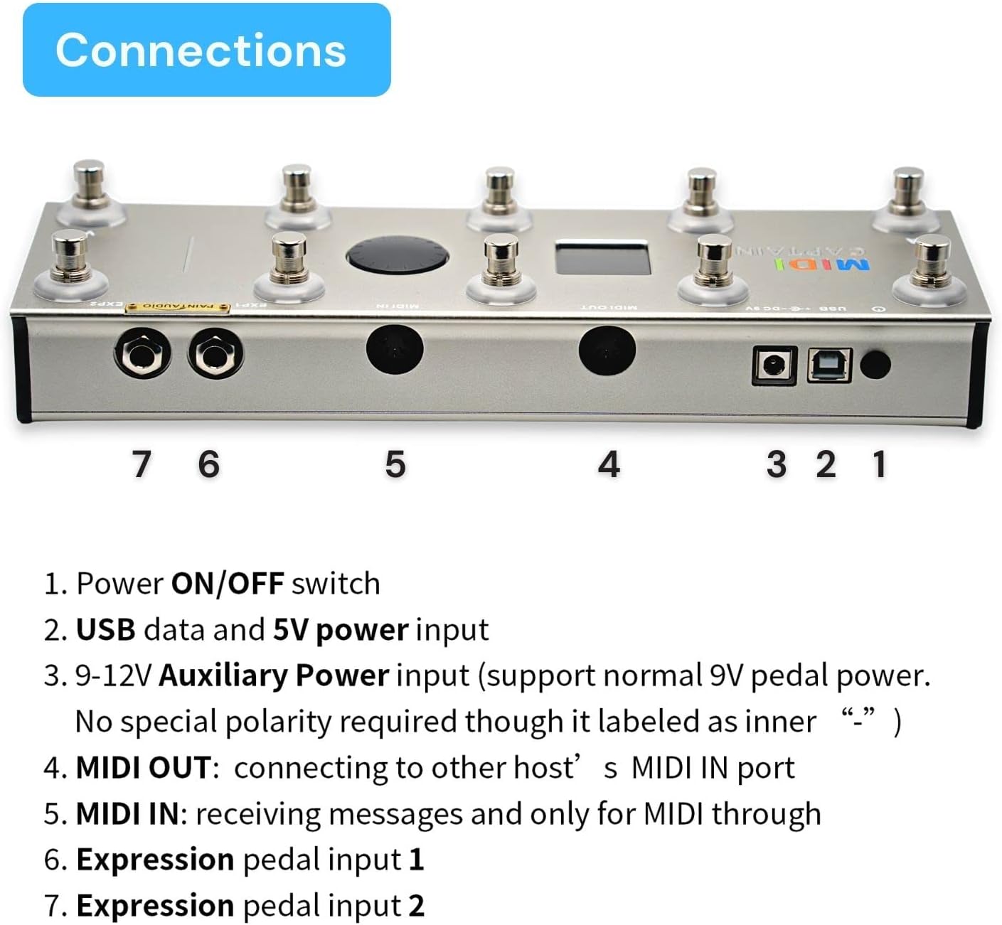 PaintAudio MIDI Captain Foot Controller Multi-Effects Keyboards Synthesizer USB-MIDI musical software Bias with Time Engine Function Support all PC/CC/Note commander 10 Foot Switches with 12 PCS Caps