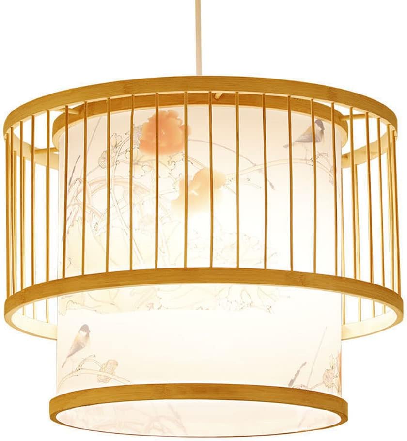 Modern Bamboo Pendant Light, Hand Rattan Woven Lantern,Wicker Craft Hanging Lamp, E27 Creative Wood Chandelier, for Kitchen Island Dining Room Living Room Lighting Fixtures