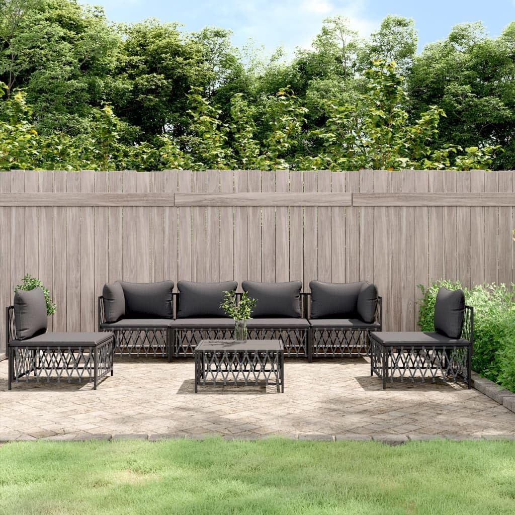 Furniture Sets 7 Piece Patio Lounge Set with Cushions Anthracite Steel,Comfortable Patio Lounge Set: Durable and Versatile for Your Outdoor Space Garden Conversation Sets