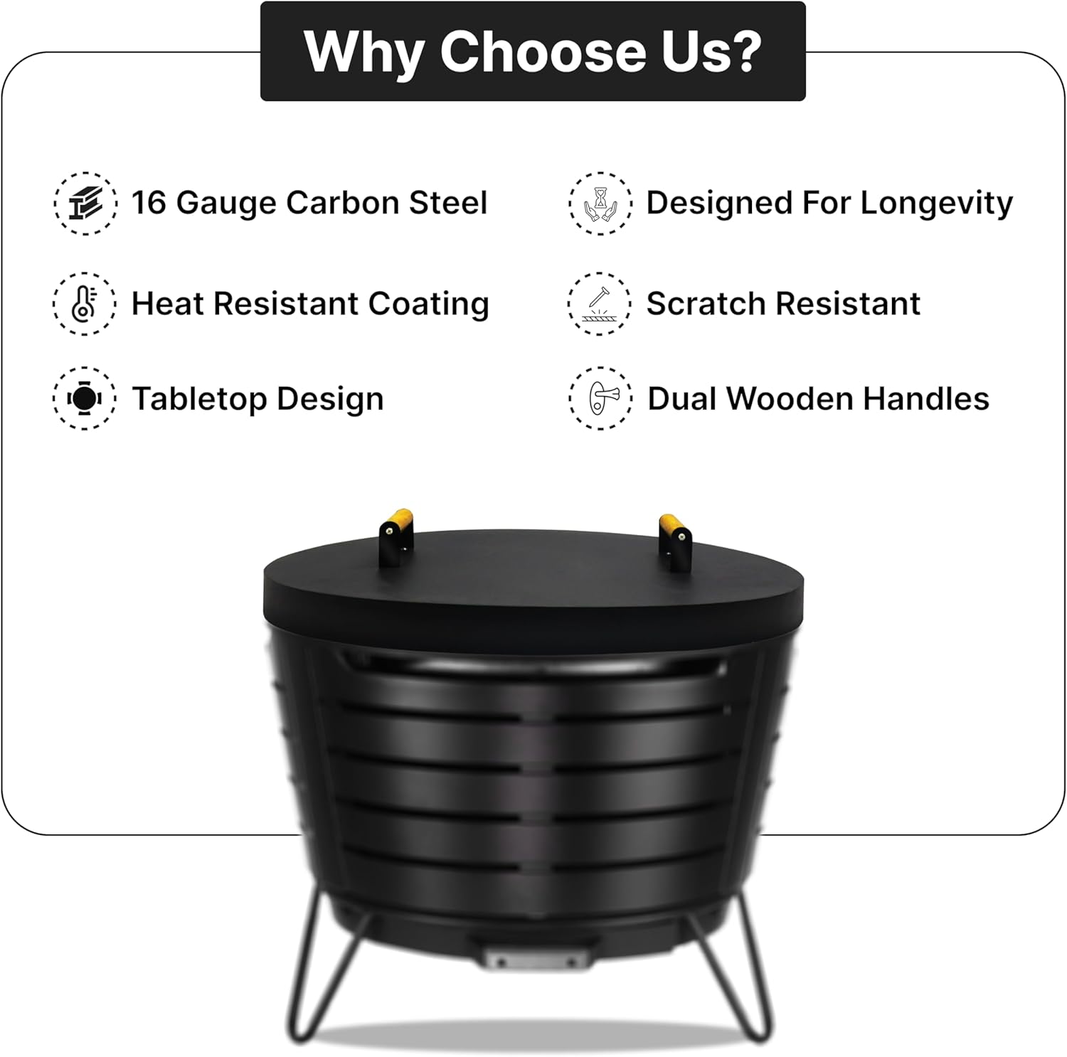 FEBTECH Firepit Lid Round 25.5 inch Compatible for 25