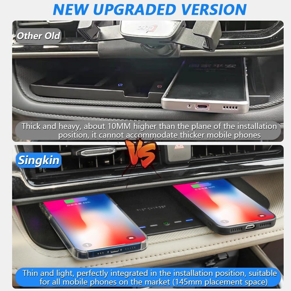 2023 Upgrades Wireless Car Charger for Toyota Highlander Accessories 2023 2022 2021 2020, OEM Style Phone Dual Charging Pad for Toyota Highlander L/LE/XLE/XSE/Limited/Platinum Car Interior