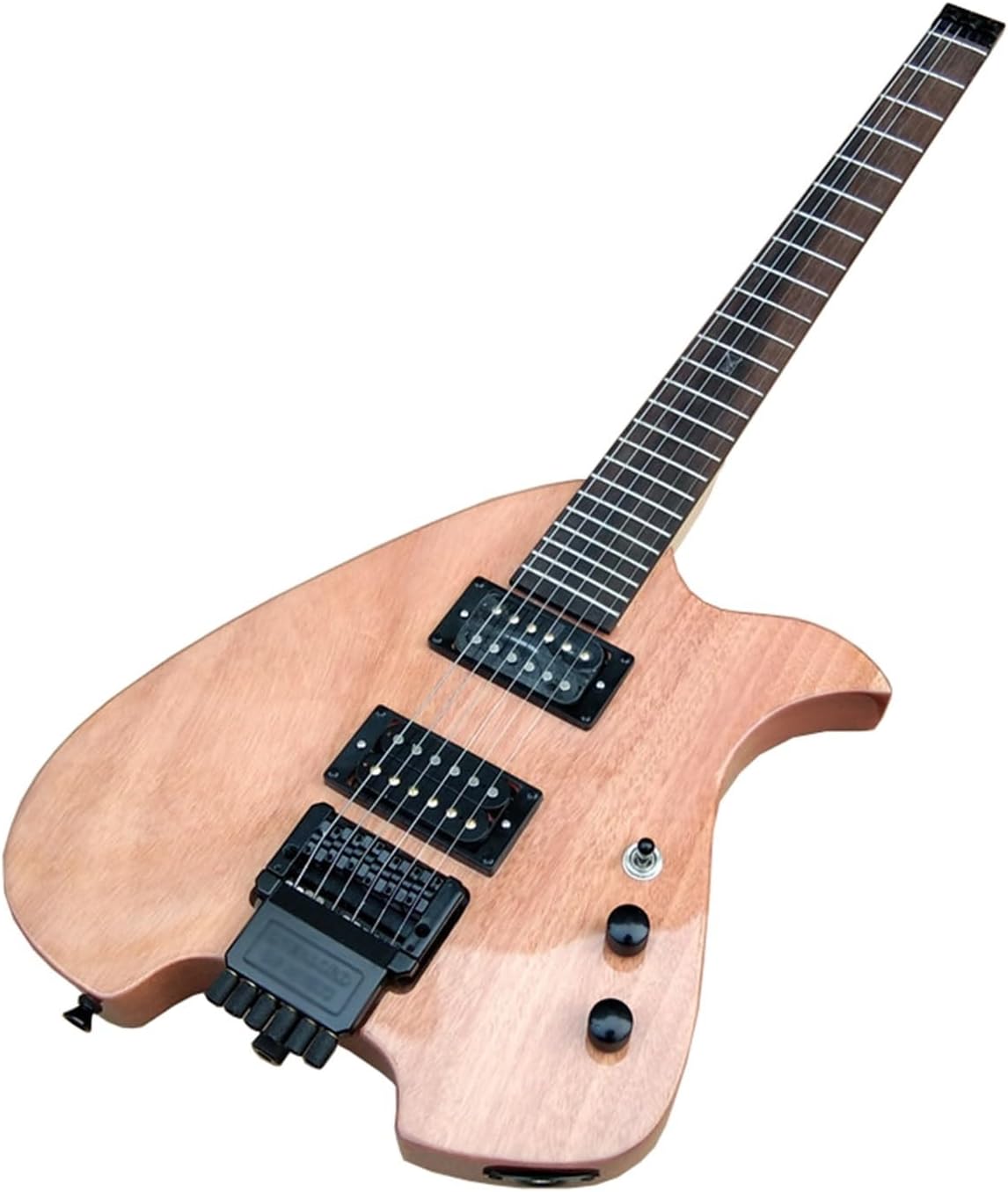 VENEKA Headless Electric Guitar 24 Frets Headless Electric Guitar Mahogany Body Rosewood Fingerboard with Black Hardware