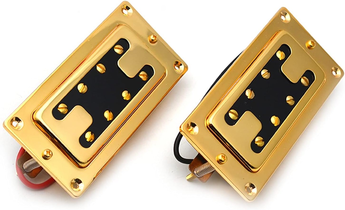 Guitar humbucker Pickup Mini Style Two Line 8 Hole Electric Bass Humbucker Pickup Neck/Bridge Pickup Black Gold Chrome (Color : Gold 2pcs)
