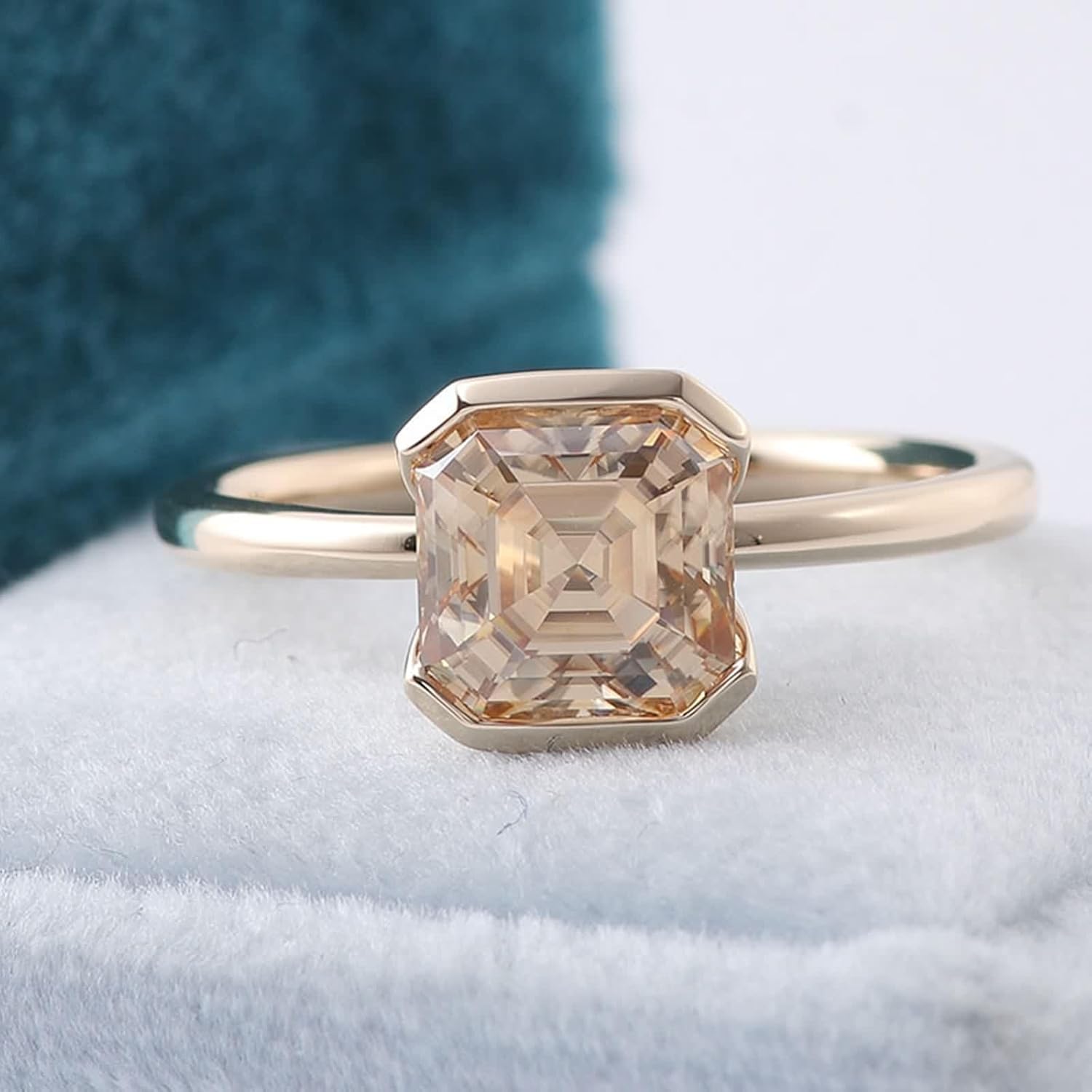 Moissanite Eternity Ring, Wedding Bands Womens Solitaire Ring 9/14/18K Yellow Gold Gift for Wife