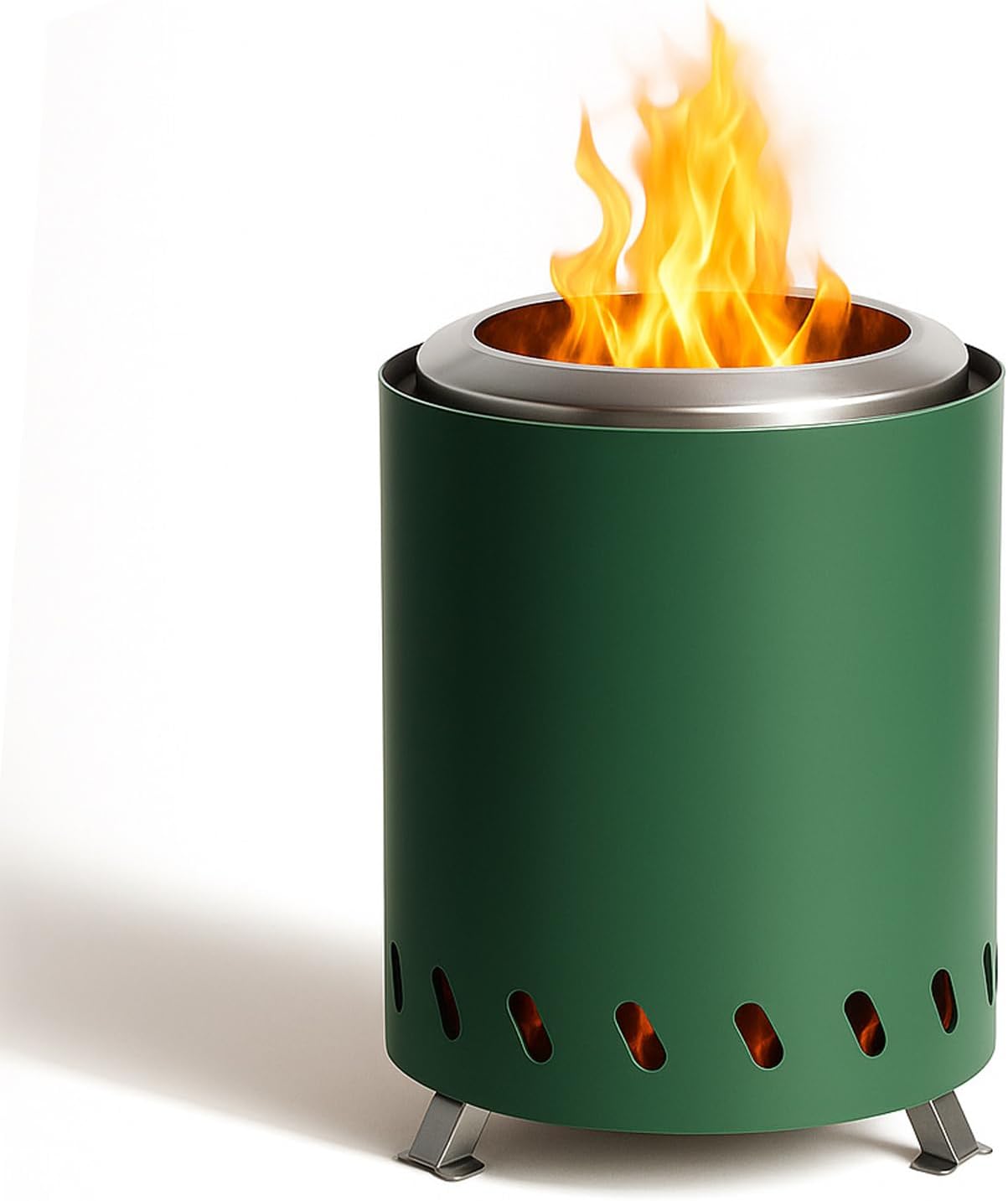 Portable Stainless Steel Wood Burning Stove Bonfire, Easy to Carry, Smokeless Firepit for Outside Outdoor Patio Camping Backyard(Size:5.9 * 7.87in,Color:Green)