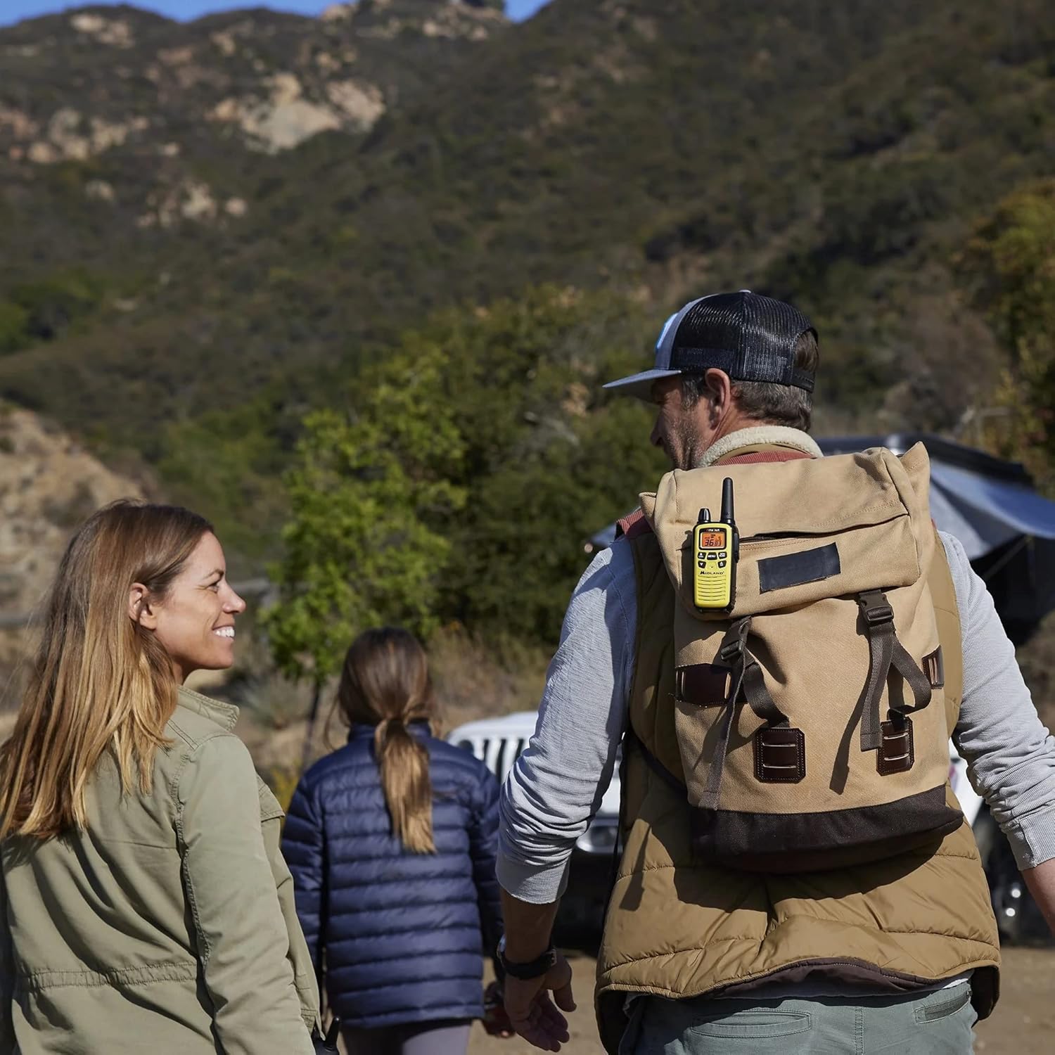 Midland - LXT600VP3 Long Range Walkie Talkie - FRS Two-Way Small Business Radio Rechargeable Portable- UTV Accessories with NOAA Weather Scan + Alert, and 36 Channels (Yellow/Black, 2 Radios)