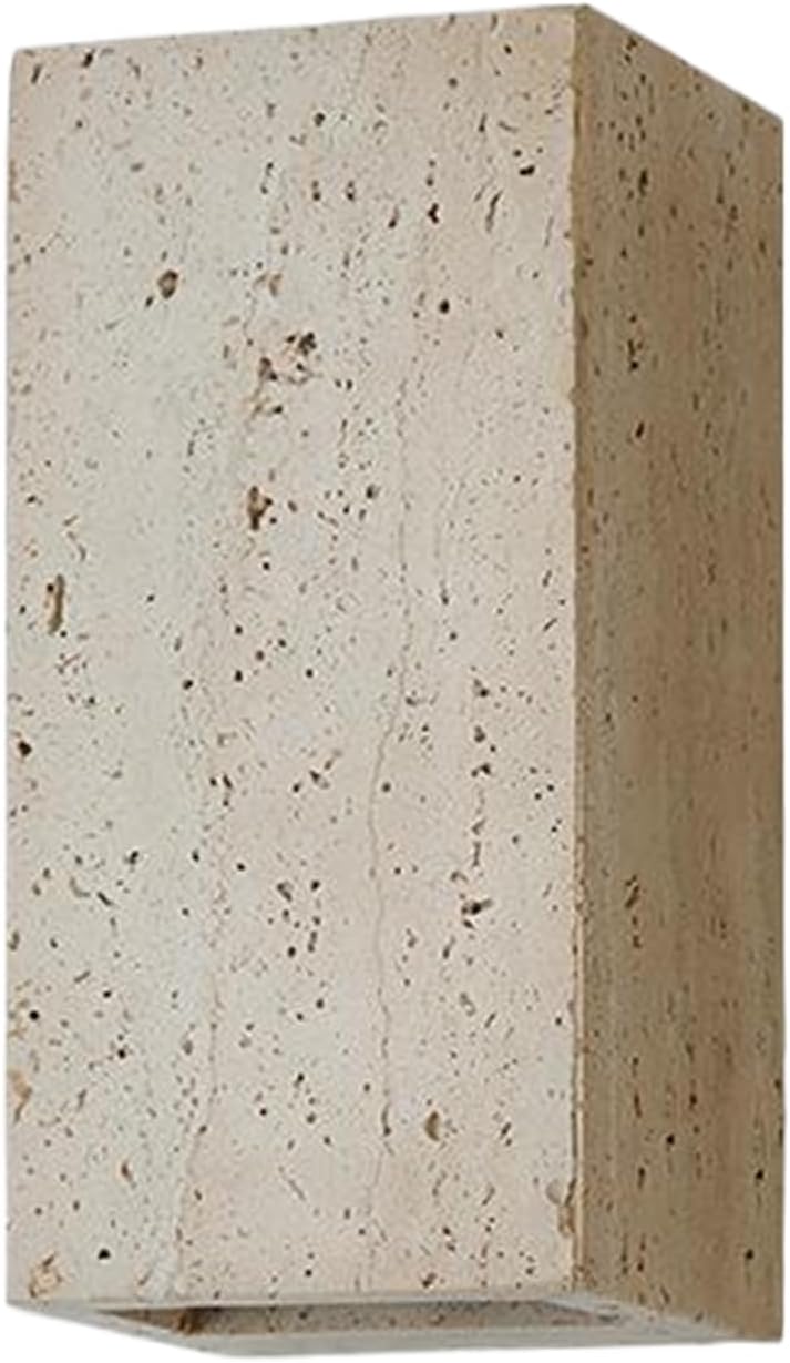 Natural Stone Square Wall Sconce: Retro Rectangular Wall Light, Waterproof Outdoor Indoor Wall Lamp for Staircase Entrance Balcony Bathroom Farmhouse