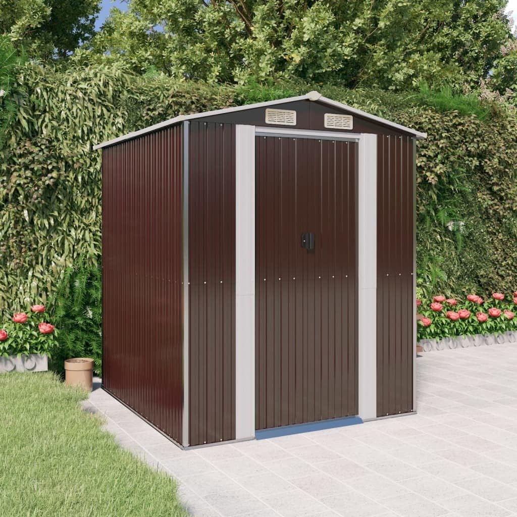 Gartenschrank Metall 192x191x223 cm Outdoor Storage Shed aus verzinktem Stahl mit Belüftung & Klappenverschluss für Garage Balkon und Garten