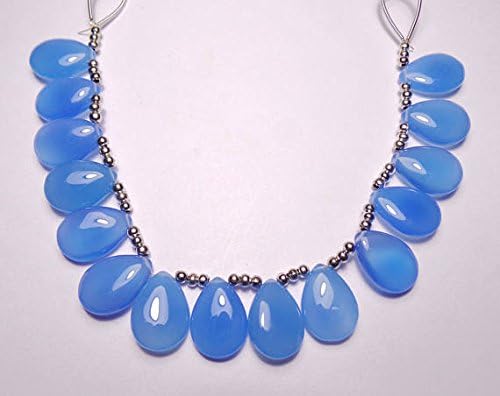 7 Matched Pairs, 18x13 MM Long aprx., COBALT BLUE Chalcedony Smooth Plain Pear Shape Briolettes