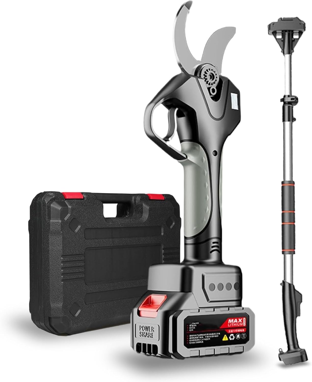 21V Cordless Electric Pruning Shears,Extendable Tree Pruning Pruner,1.96-inch (50mm) lithium battery scissors,with Extension Poles,for Hedge, Bush, Orchard,‎1Battery