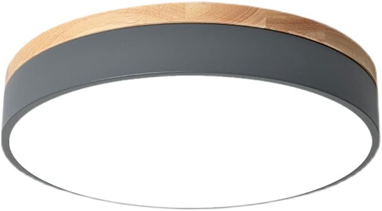 Modern Wrought Iron Round Wooden Base Ceiling Lamp,LED Flush Mount Ceiling Light,Three-Color Dimming Ceiling Light,Simple Flat Panel Light,Home Decoration Lighting Fixture