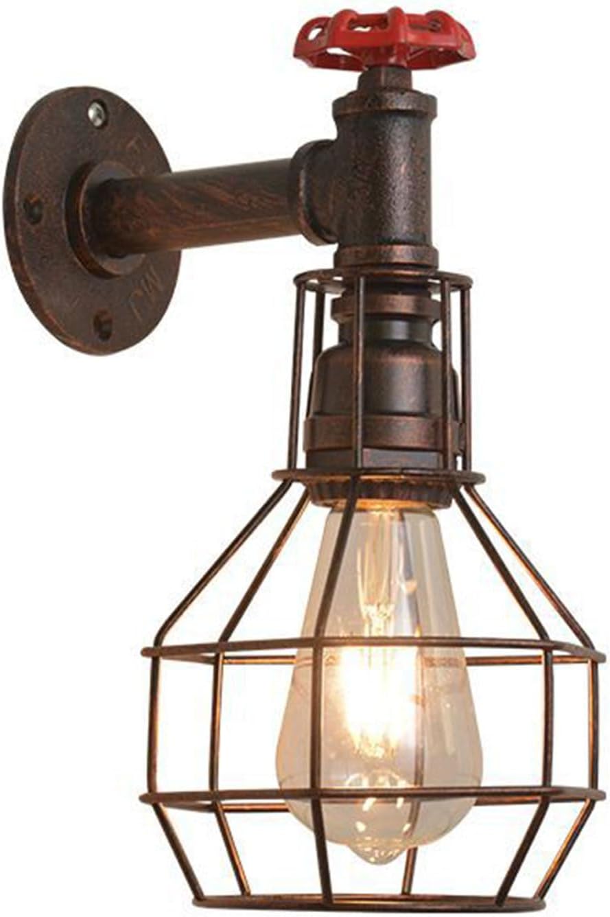 AAMNA Vintage Industrial Wall Light, Creative Water Pipe Decorative Wall Lamp E27 Wall Lighting Fixtures Iron Bedside Reading Wall Lamp for Living Room Bedroom Hallway Cafe Bar