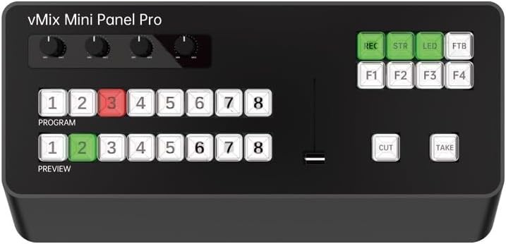 VMix Mini Panel Pro, Professional Video Production Control Surface, 16 Program/Preview Buttons, 4 Function Keys, Black