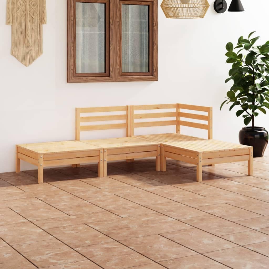 4 Piece Patio Lounge Set Solid Pinewood Garden Furniture