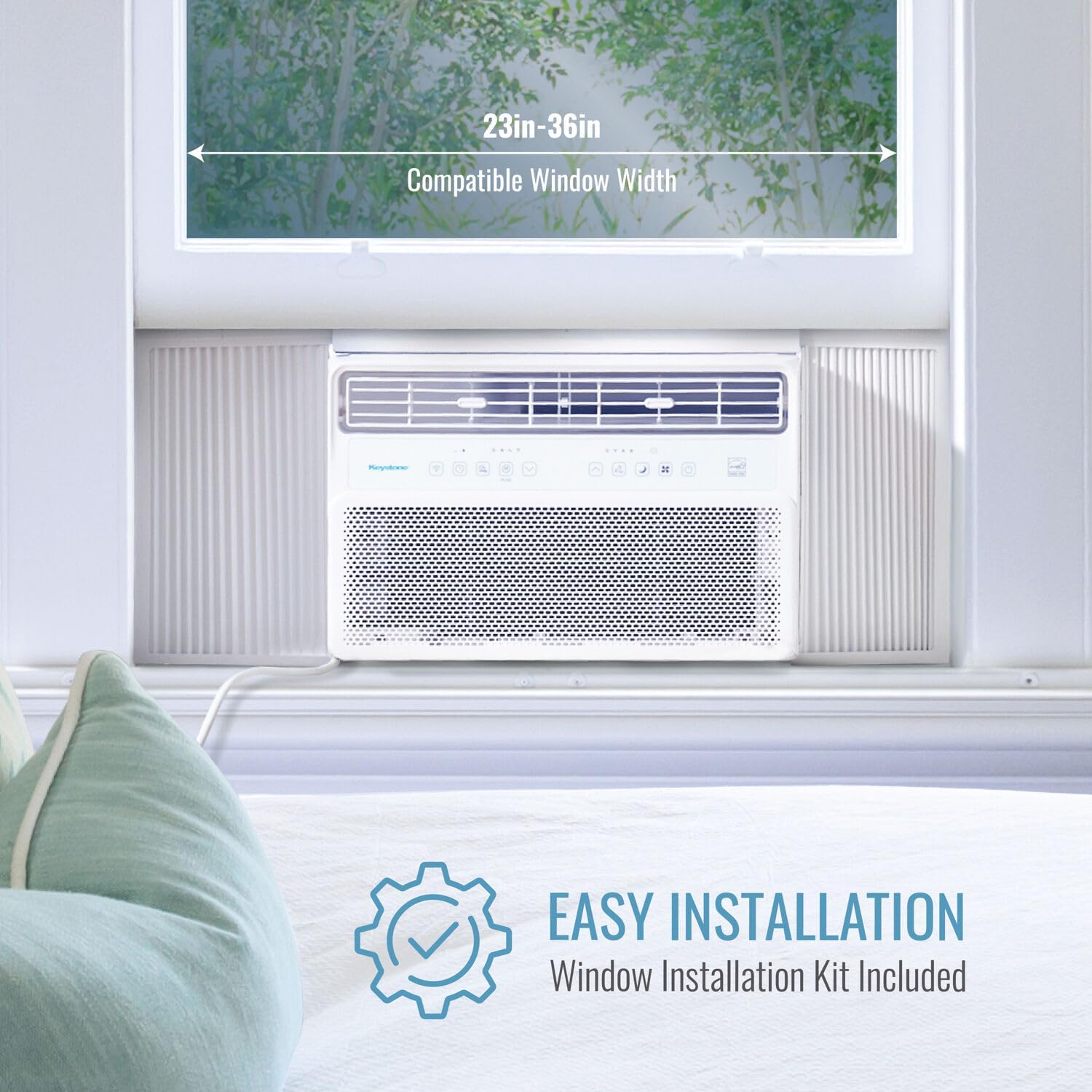 Keystone 12,000 BTU Window Mounted Inverter Air Conditioner with Quiet, High Efficiency Operation and Remote, Window AC Unit for Apartment, Living Room, Bedroom, Medium Rooms up to 550-Sq. Ft.