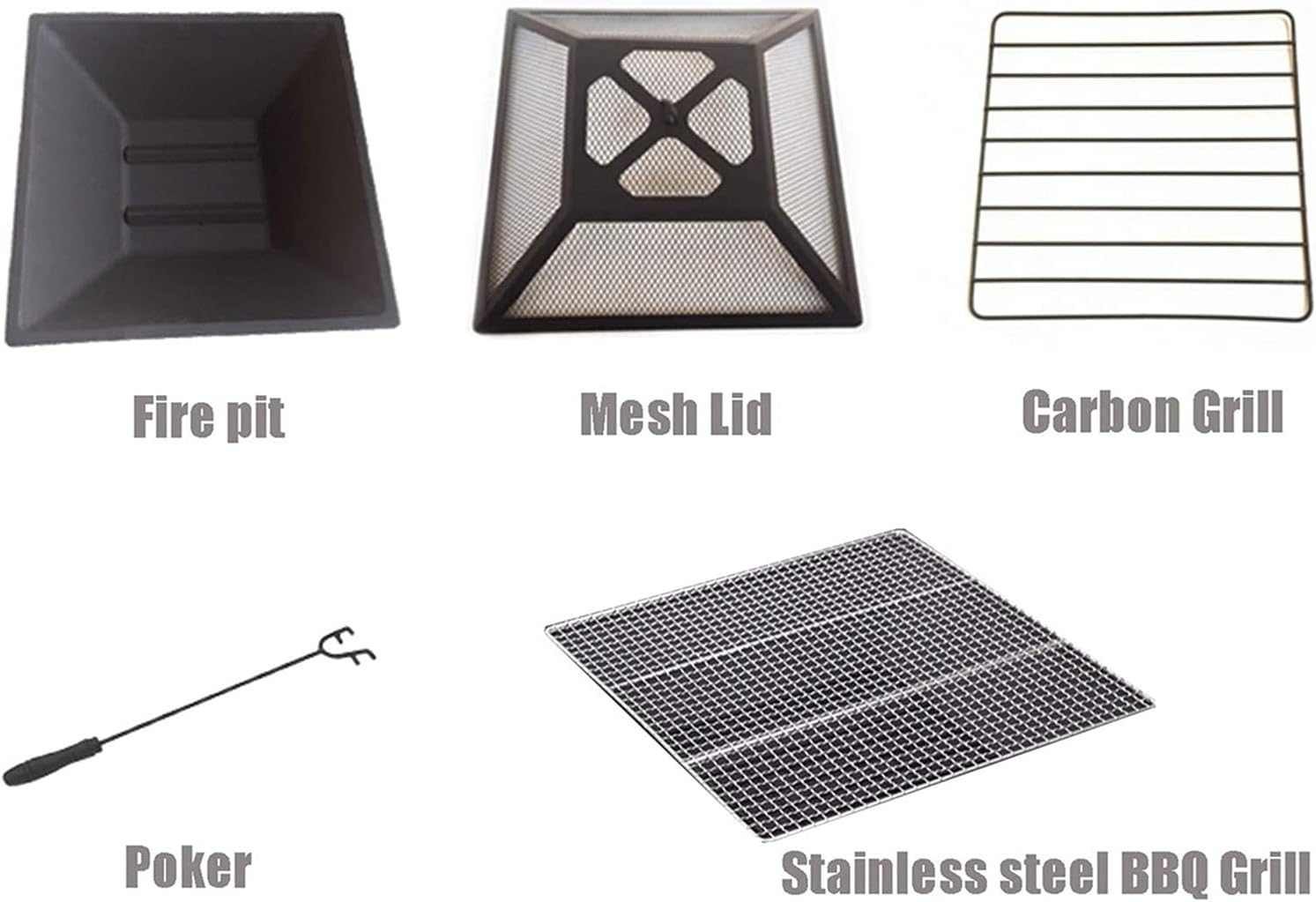 Outdoor Fire Pit Garden Wood-Burning Fire Pit Bowl Terrace BBQ Table, Terrace Patio Backyard Outdoor Heater with Spark Screen Fireplace Poker