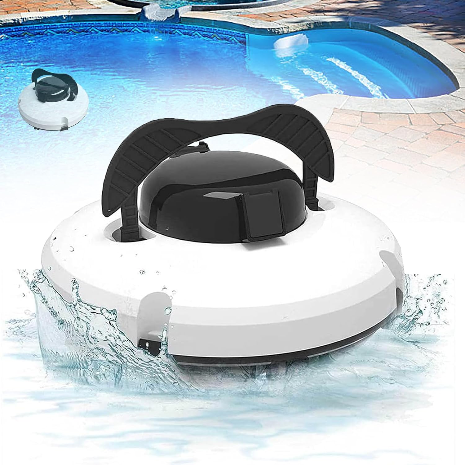 2024 New Upgrade Cordless Pool Cleaners, Pool Cleaning Robot Fully Automatic Pool Vacuum Cleaner with Upgraded Ultra-Fine Filters for Pool Area Up to 1000 Sq.Ft,110V