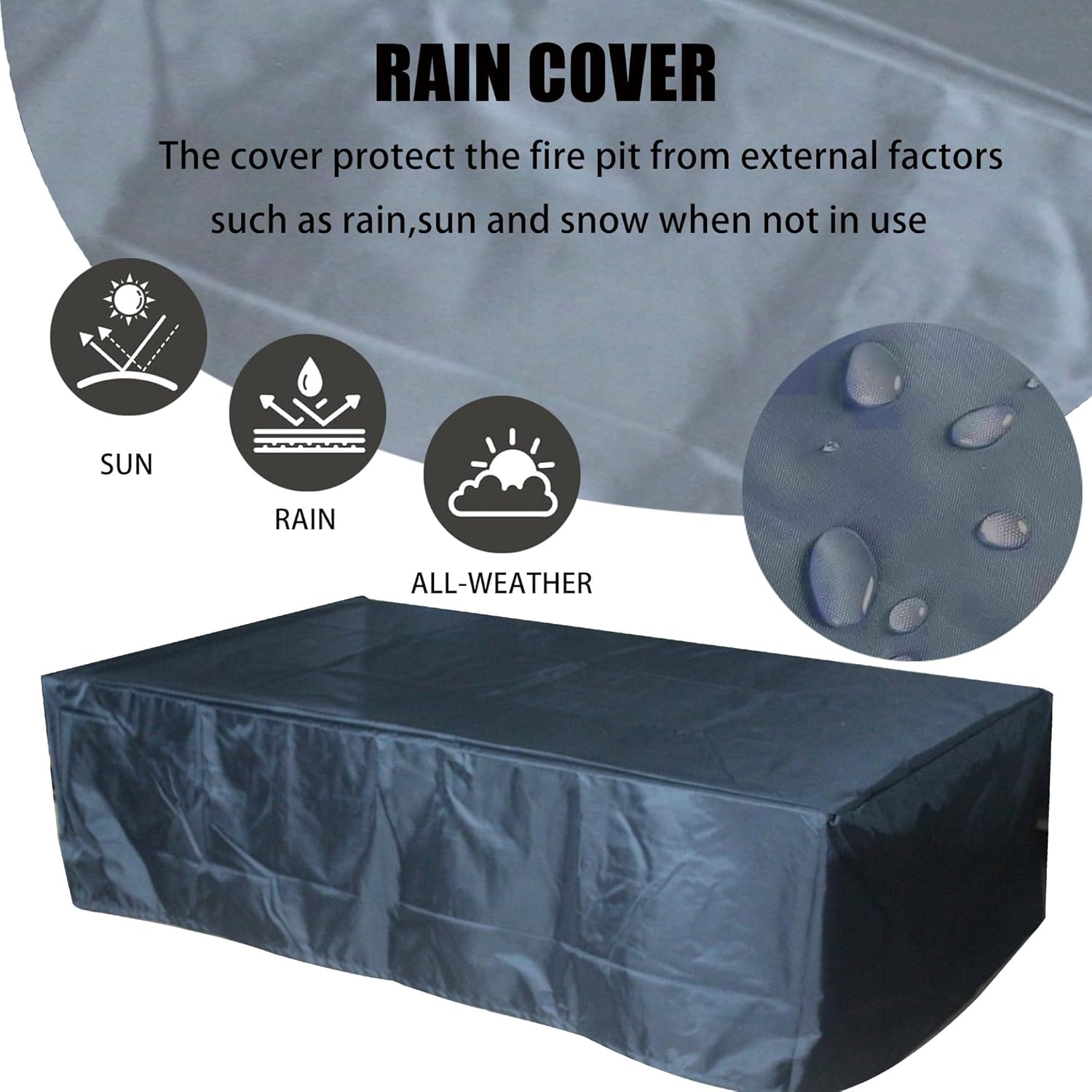 52 Inch Outdoor Propane Fire Pit Table & 20 LB Concrete Propane Tank Cover, 65,000 BTU Rectangle Fire Pit, Free Lava Rocks, Side Table Storage with Handles for Patio Garden Backyard, Dark Gray