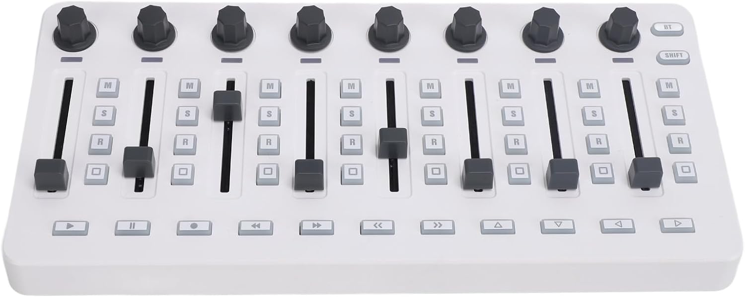 MIDI Controller Mixer, Knobs MIDI Mixer 8 Push Buttons 43 Control Keys 8 Knobs MIDI Mixing Console with USB Charging Cable