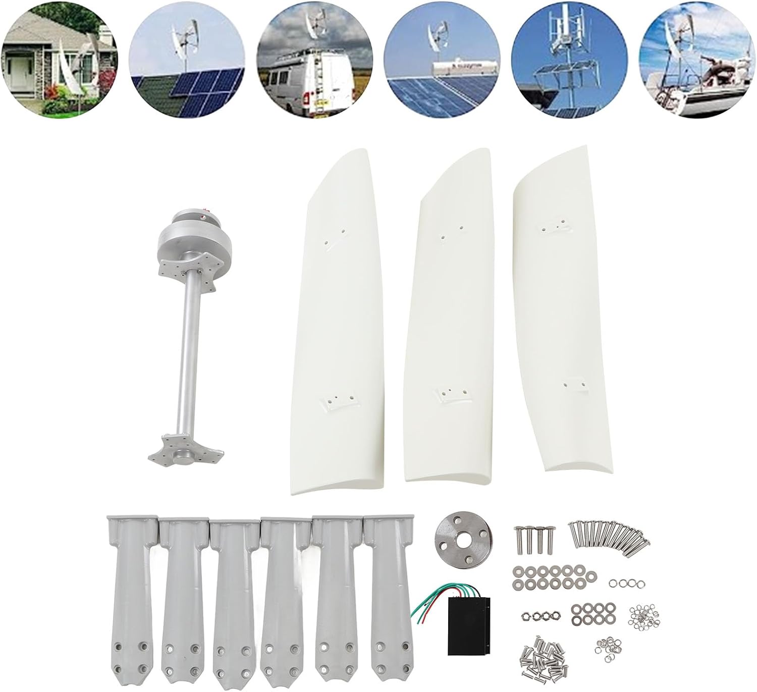 Walfront Vertical Wind Turbine Generator Kit with MPPT Controller Low Vibration and Noise Maglev for Marine RV Home 800W (12V)