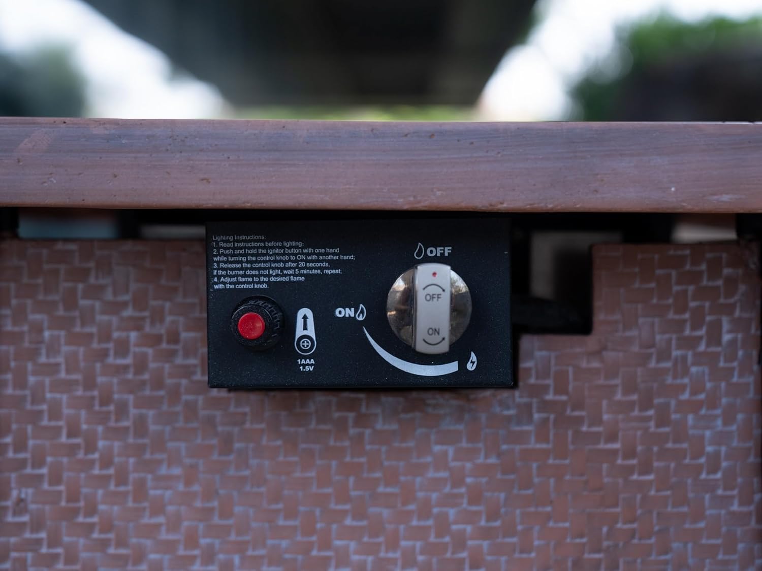 25 inch Propane Fire Pit Table, 50,000 BTU Square Table Top Firepit with Cover, Outdoor Heater, Fiberglass and Iron Construction, Rattan Weave Style, Stainless Steel Burner for Garden and Backyard