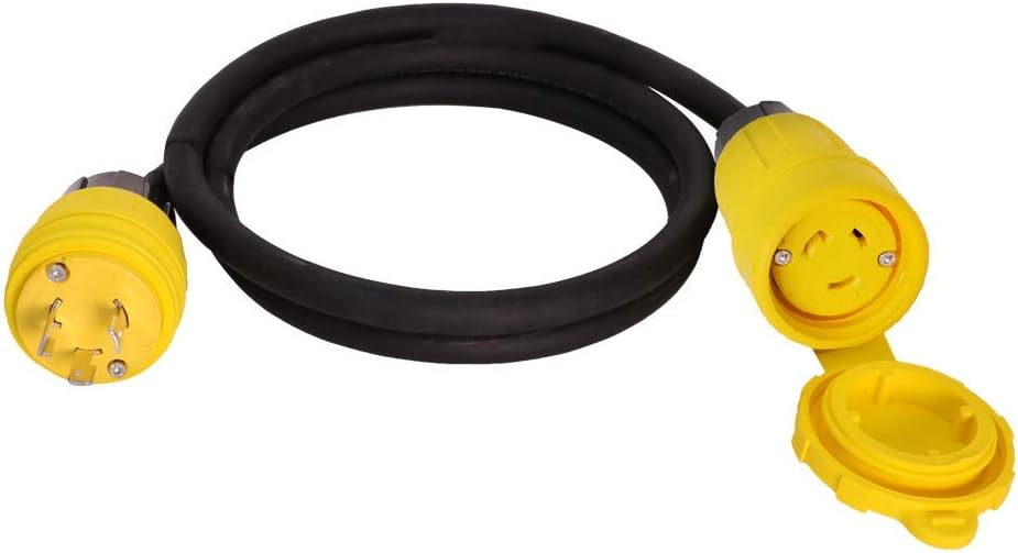 Weatherproof L5-30 Generator Extension Power Cord - 15 Foot, 30A, 125V, 10/3 SJOOW Cable - Iron Box # IBX-5801WTPNS-15 - UL Listed - Made in USA
