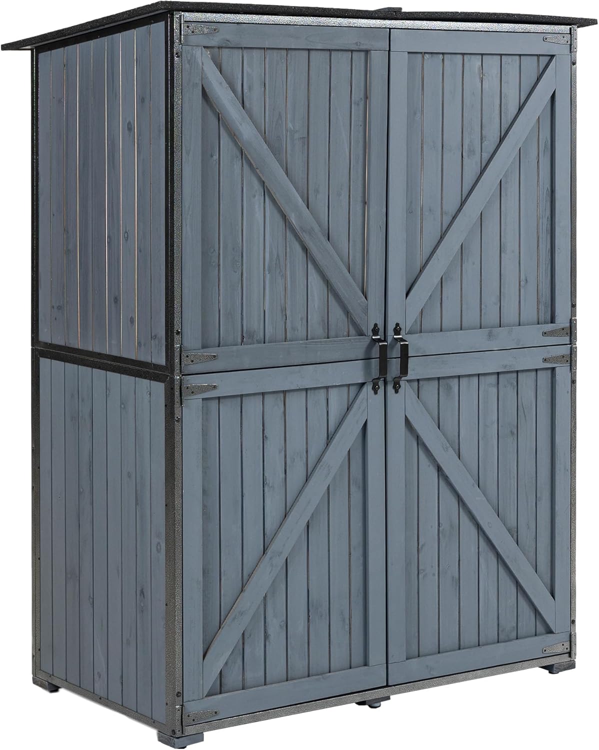 68.9”H Outdoor Storage Shed with Floor, Waterproof Natural Fir Cabinet with Adjustable Shelves, Bike Storage Tool Cabinet Box Suitable for Storing Garden Tools, and Household Debris Blue Grey